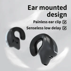 Auricolare singolo wireless conduzione ossea clip orecchio sport soppressione
