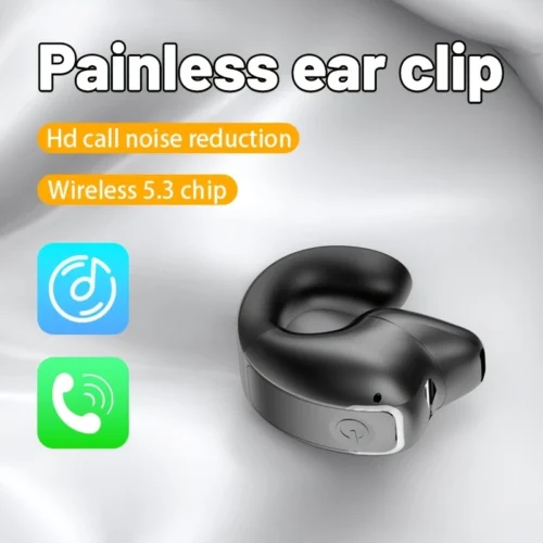 Auricolare singolo wireless conduzione ossea clip orecchio sport soppressione