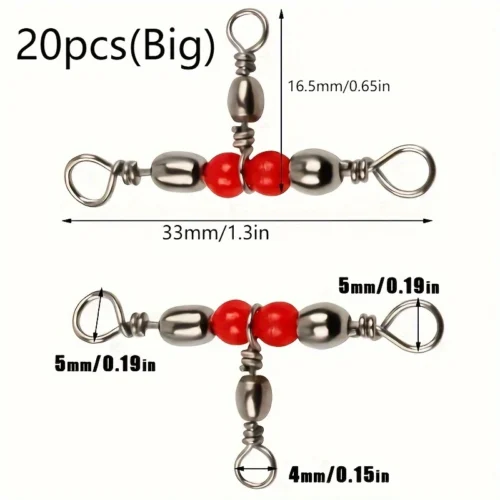 20pz girelle pesca acciaio inox 3 vie connettore mare resistente