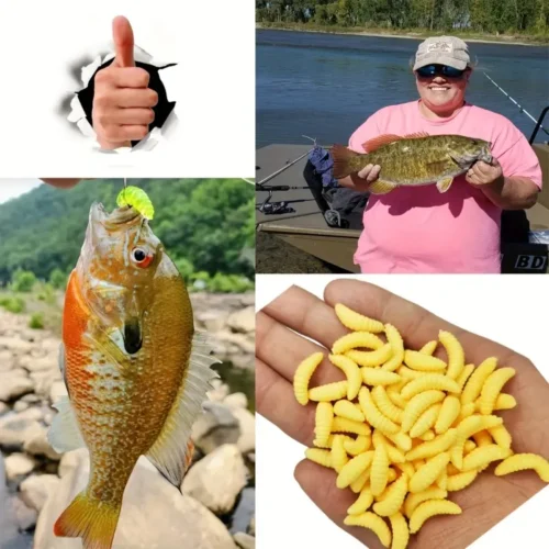 50pz esche morbide gialle fluorescenti vermi pesca trota siluro