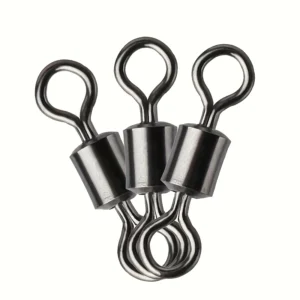 50pz anelli girevoli pesca acciaio inox forma 8 nero acqua dolce salata