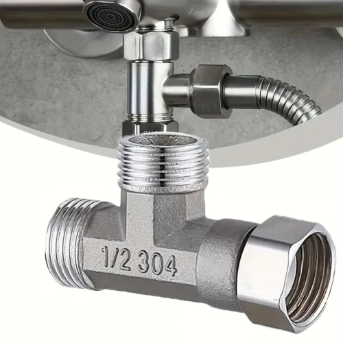 1/2" connettore T acciaio inox 304 valvola doppia uscita bagno giardino