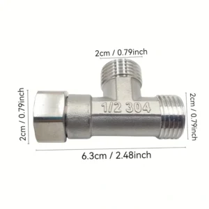 1/2" connettore T acciaio inox 304 valvola doppia uscita bagno giardino