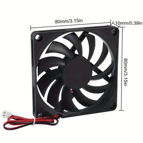 Ventola raffreddamento nera 80mm DC 12V 8010 accessorio elettronica