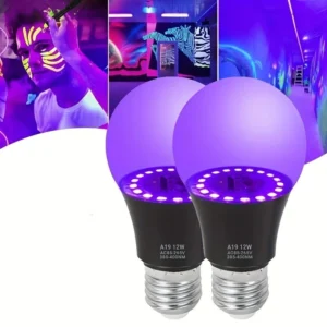 1pz lampadina LED nera A19 12W UVA E26 livello UV halloween party