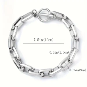 1pz bracciale catena cubana acciaio inox 19cm uomo donna hip hop coppia