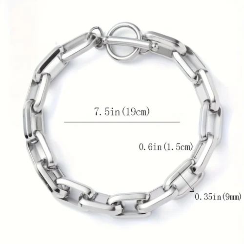 1pz bracciale catena cubana acciaio inox 19cm uomo donna hip hop coppia