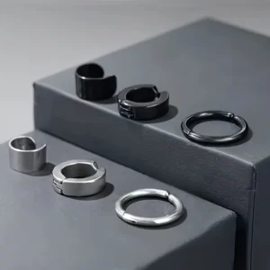 Set 3 clip osso orecchio acciaio inox CROMATI orecchini hip-hop uomo donna