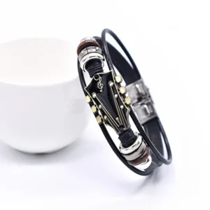Bracciale pelle PU chitarra accessorio elegante donna regalo festival