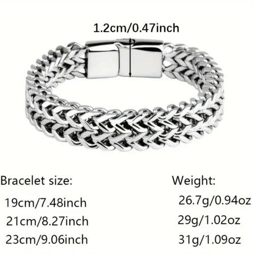 Bracciale catena cubana doppia acciaio inox 22cm chiusura magnetica sport