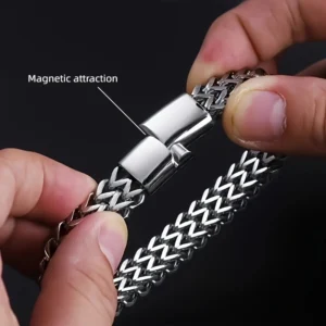 Bracciale catena cubana doppia acciaio inox 22cm chiusura magnetica sport