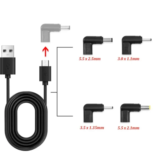 Set 4 adattatori alimentazione DC USB-C tipo C 90° PVC universale LED router