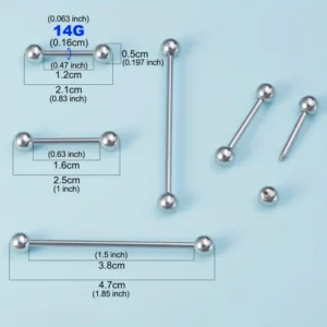 6pz piercing acciaio inox bilanciere lingua capezzolo orecchio barra mix size