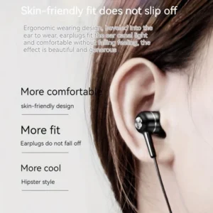 Cuffie semi-in-ear NERE microfono controllo cavo 3.5mm HD unisex sport PC