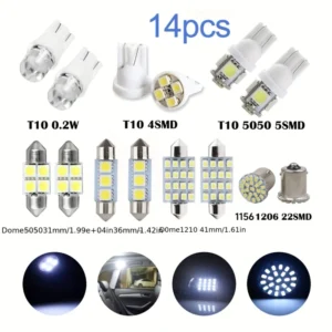 Set LED auto 14pz T10 luce interiore doppia punta alta luminosità facile