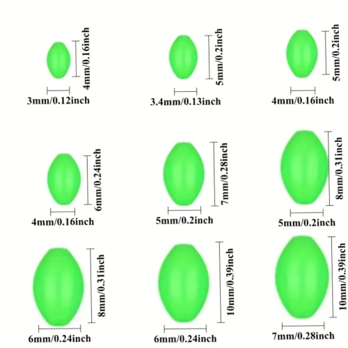 400pz perline pesca plastica fluorescente oliva protettiva set attrezzatura