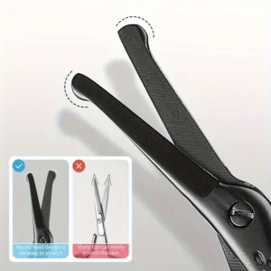 Forbici sicurezza acciaio inox nere testa tonda peli naso sopracciglia uomo