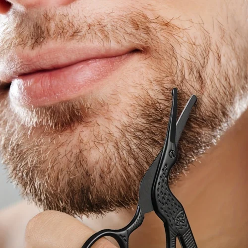 Forbici sicurezza acciaio inox nere testa tonda peli naso sopracciglia uomo