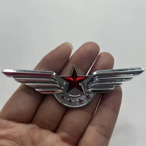 1pz distintivo auto metallo 3D ali angelo 5 stelle cromato logo copertura