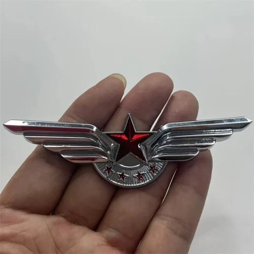 1pz distintivo auto metallo 3D ali angelo 5 stelle cromato logo copertura