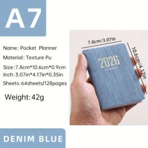 Agenda settimanale ROSSA A7 2026 64pagine pelle sintetica compatta inglese