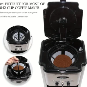 Filtro caffè conico riutilizzabile #4 macchine 8-12 tazze nylon ricambio