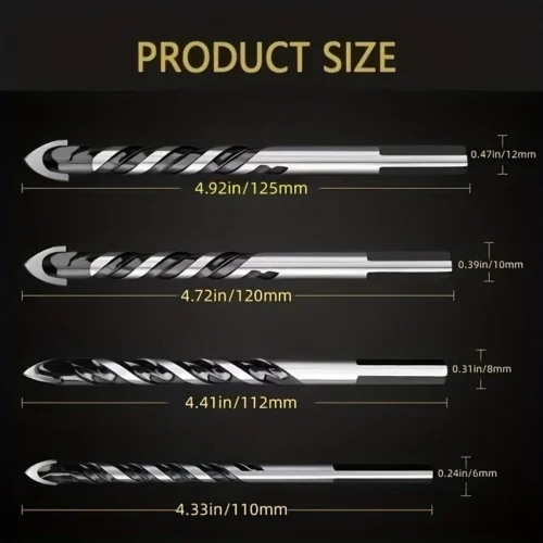 Set punte trapano muratura 5pz acciaio tungsteno carburo legno cemento