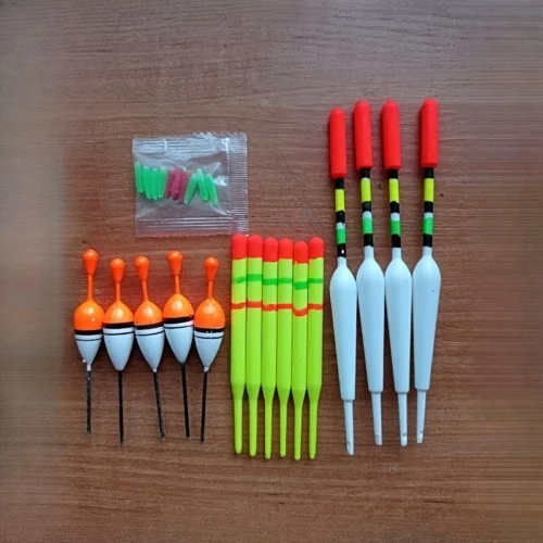 15pz galleggianti pesca verticali assortiti esca attrezzatura amo galleggiante