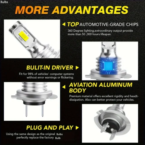 1x lampadina LED H7 CSP 3570 2SMD bianca fari auto anabbaglianti 6000K spot