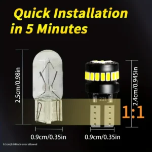 2x lampadine LED indicatore direzione auto T10 W5W 360° 3014 24 LED bianca