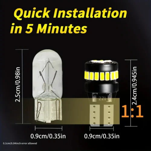 2x lampadine LED indicatore direzione auto T10 W5W 360° 3014 24 LED bianca