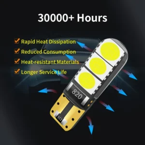 2x luce segnalazione LED T10 W5W 5050 6 LED bianco rapido dissipazione auto