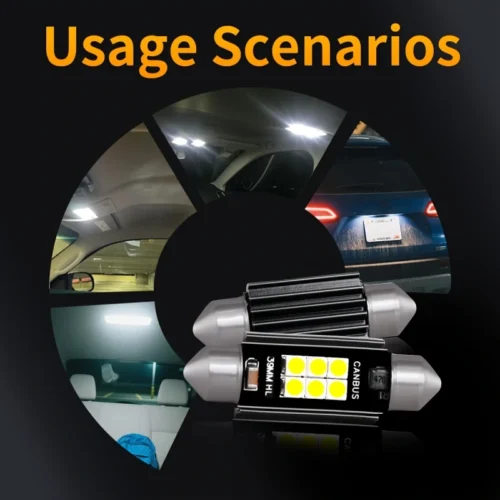 2x fari segnalazione LED 3030 36mm decodifica rapida targa porta 12V auto