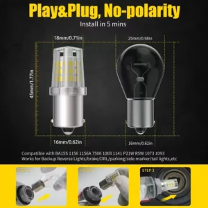 2 Pezzi 1157 BAY15D P21/5W 39 Chip SMD3030 LED 12V Bianco 360° Luci Veicolo