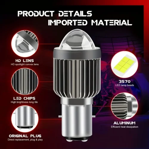 Heyword lampadina LED moto H6 super luminosa 12-80V raffreddamento alluminio