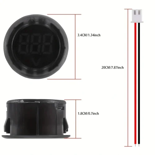 Voltimetro DC LED VERDE 4-100V rotondo 2 fili tester digitale pannello tensione