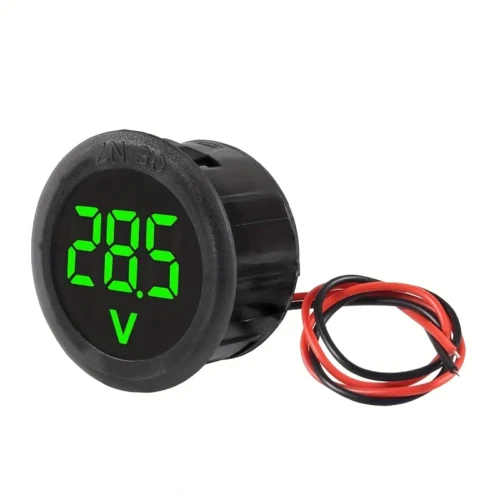 Voltimetro DC LED VERDE 4-100V rotondo 2 fili tester digitale pannello tensione