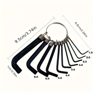 Set 10 chiavi brugola esagonali acciaio resistente manutenzione auto casa