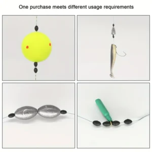 300pz perline gomma taglia M fermi lenze pesca carpa mosca mare nero