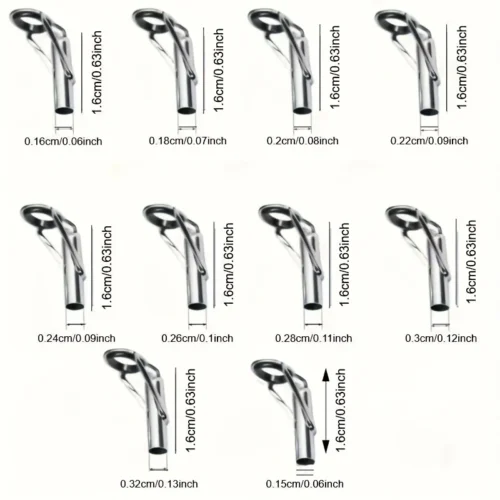 Kit riparazione canne pesca 10pz acciaio inox anelli guida ceramica resistenti