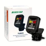 QiJiStar tuner chitarra digitale rotabile 360° batteria plastica nera