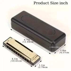 Armonica Do 10 Fori Cromatica Plastica Lucida Custodia Regalo Dorato