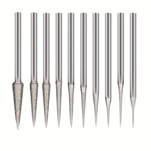 10pz teste smerigliatura diamante intaglio pietra punte rotanti 3/32