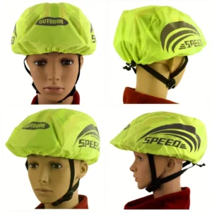 Copricasco ciclismo poliestere resistente verde riflettente strisce black