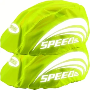 Copricasco ciclismo poliestere resistente verde riflettente strisce black