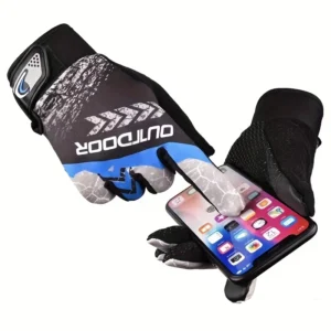 Guanti antivento blu touchscreen sport ciclismo escursionismo sci