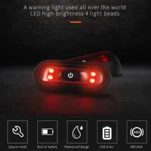 1pz luce LED casco posteriore mini torcia USB ricaricabile ciclismo notte