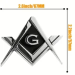 Emblema massonico auto cromato 6.99cm mason square bussola regalo decal