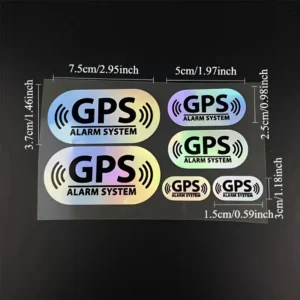 Set 6 adesivi riflettenti laser allarme GPS impermeabili auto finestra paraurti