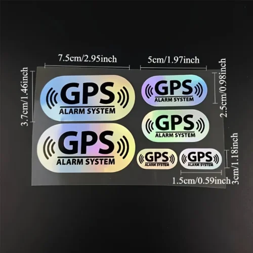 Set 6 adesivi riflettenti laser allarme GPS impermeabili auto finestra paraurti